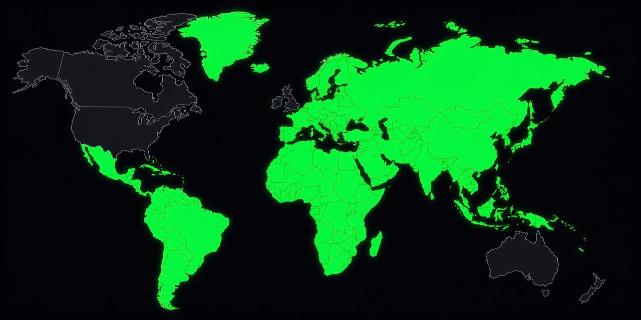 World map highlighting all non-English-speaking countries in green